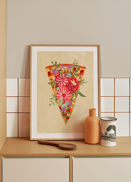 Tranche de pizza aux fleurs