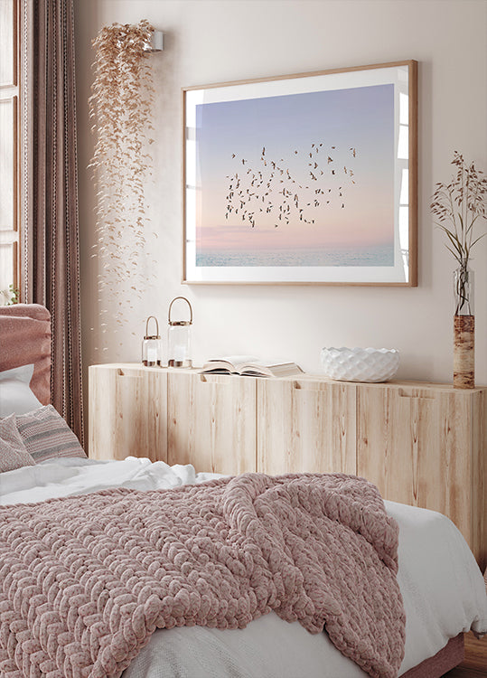 Vol au coucher du soleil Poster