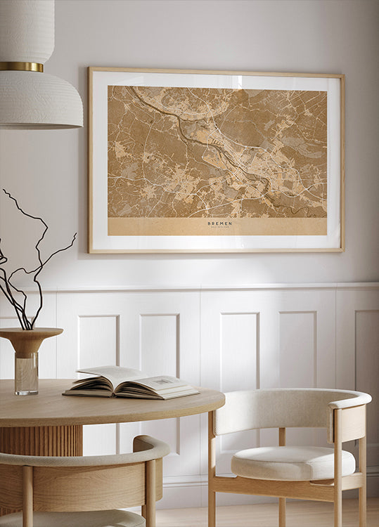 Carte vintage sépia de Brême Allemagne (NOUVEAU)