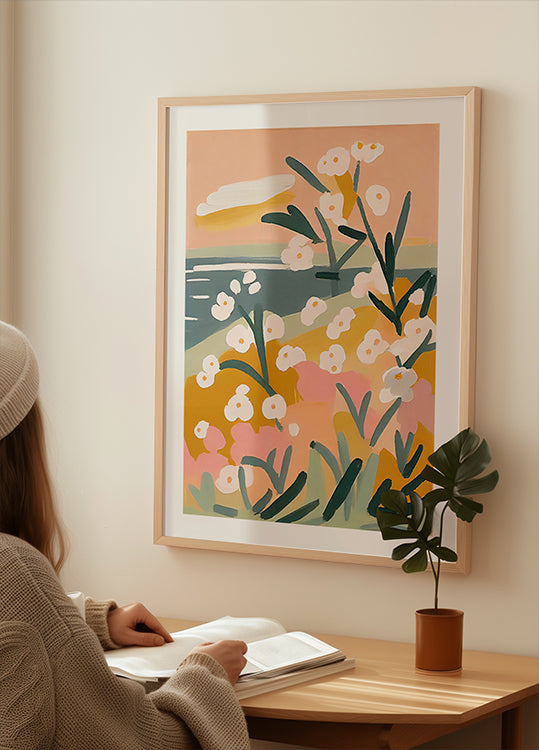 Pétales au bord du rivage Poster