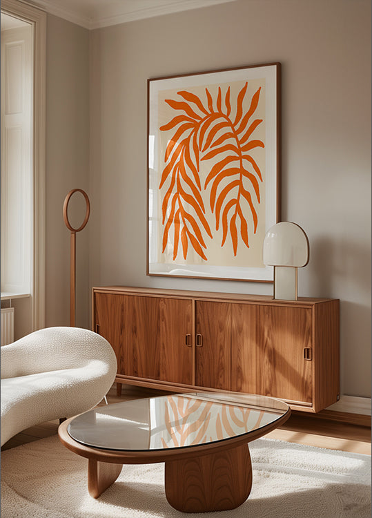 Branche texturée silhouette orange Poster