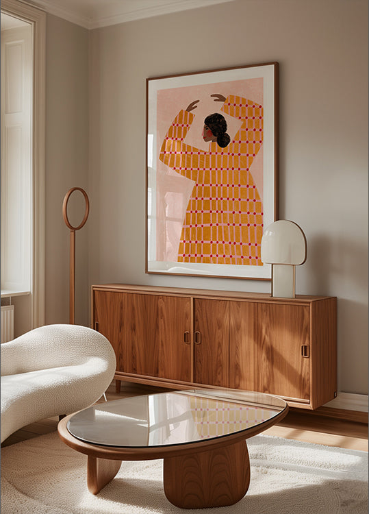 La femme à la robe à carreaux Poster