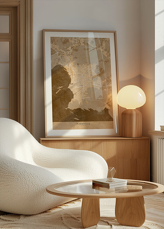 Carte vintage sépia de Marseille France Poster