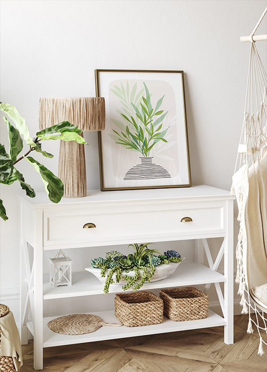 Nature morte peinte à la branche d'olivier Poster