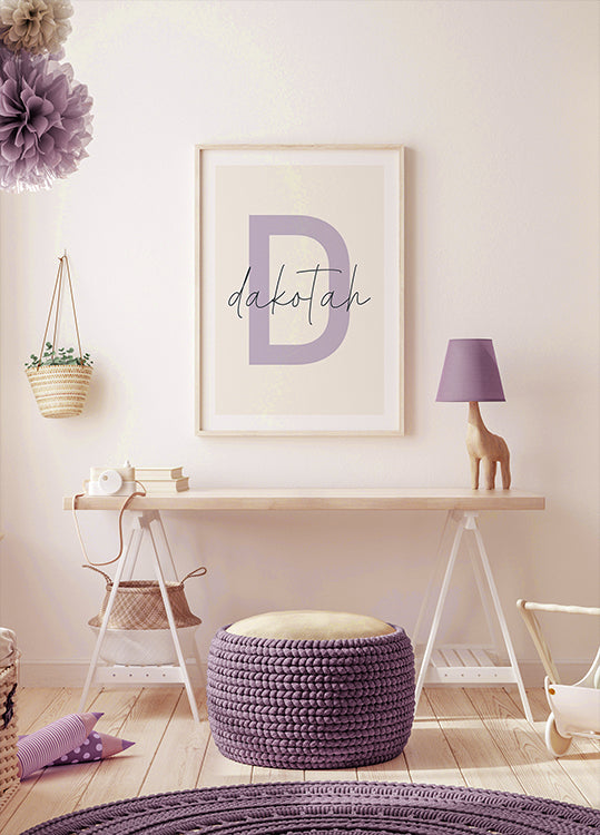 Affiche de nom initial personnalisé