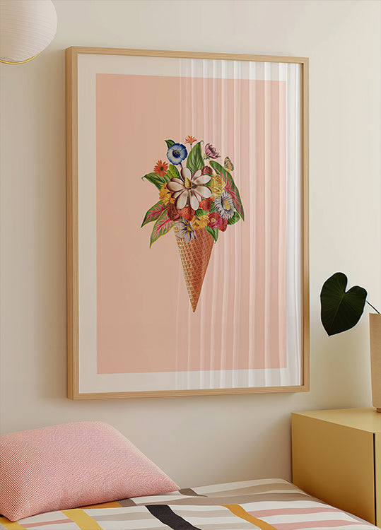 Glace rose botanique Poster