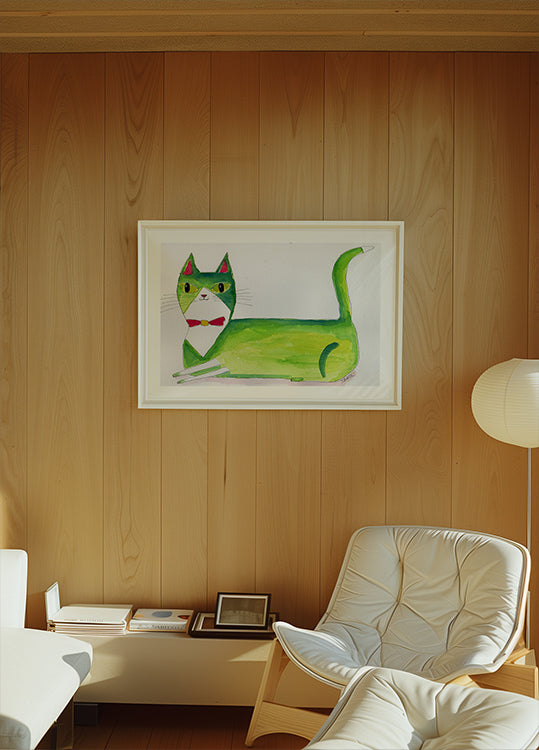 Le chat vert Poster