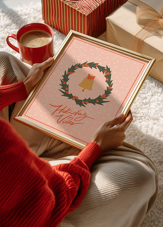 Poster Guirlande de Noël avec cloche et arc
