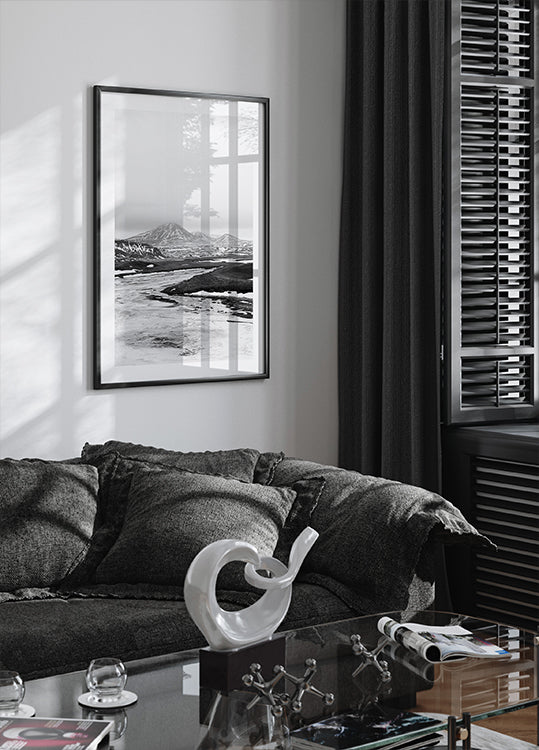 Rivière gelée Islande b&w Poster