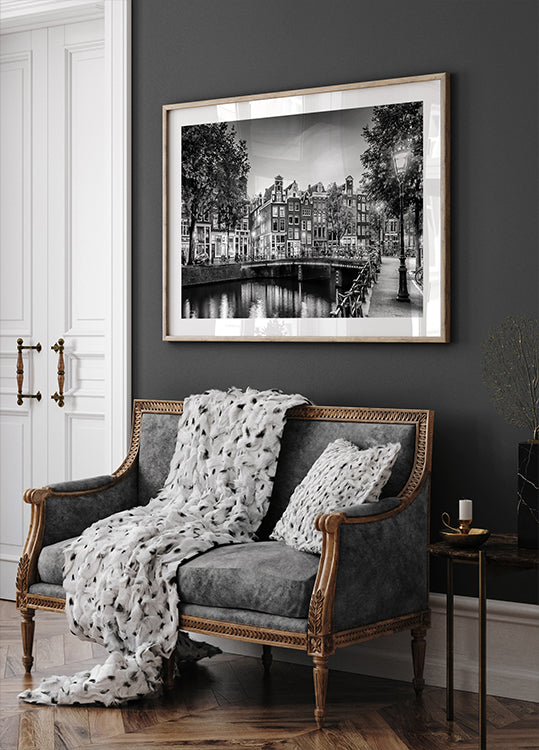 AMSTERDAM Impression idyllique de Single - Monochrome Poster