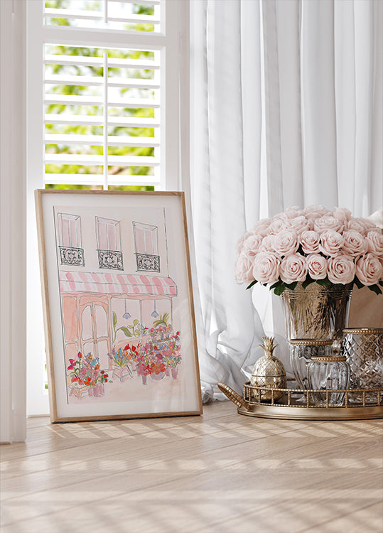 Boutique de fleurs roses