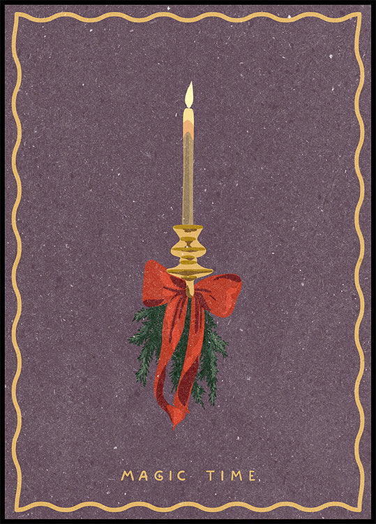 Candle with bow and spruce sprigs Plakat - Posterbox