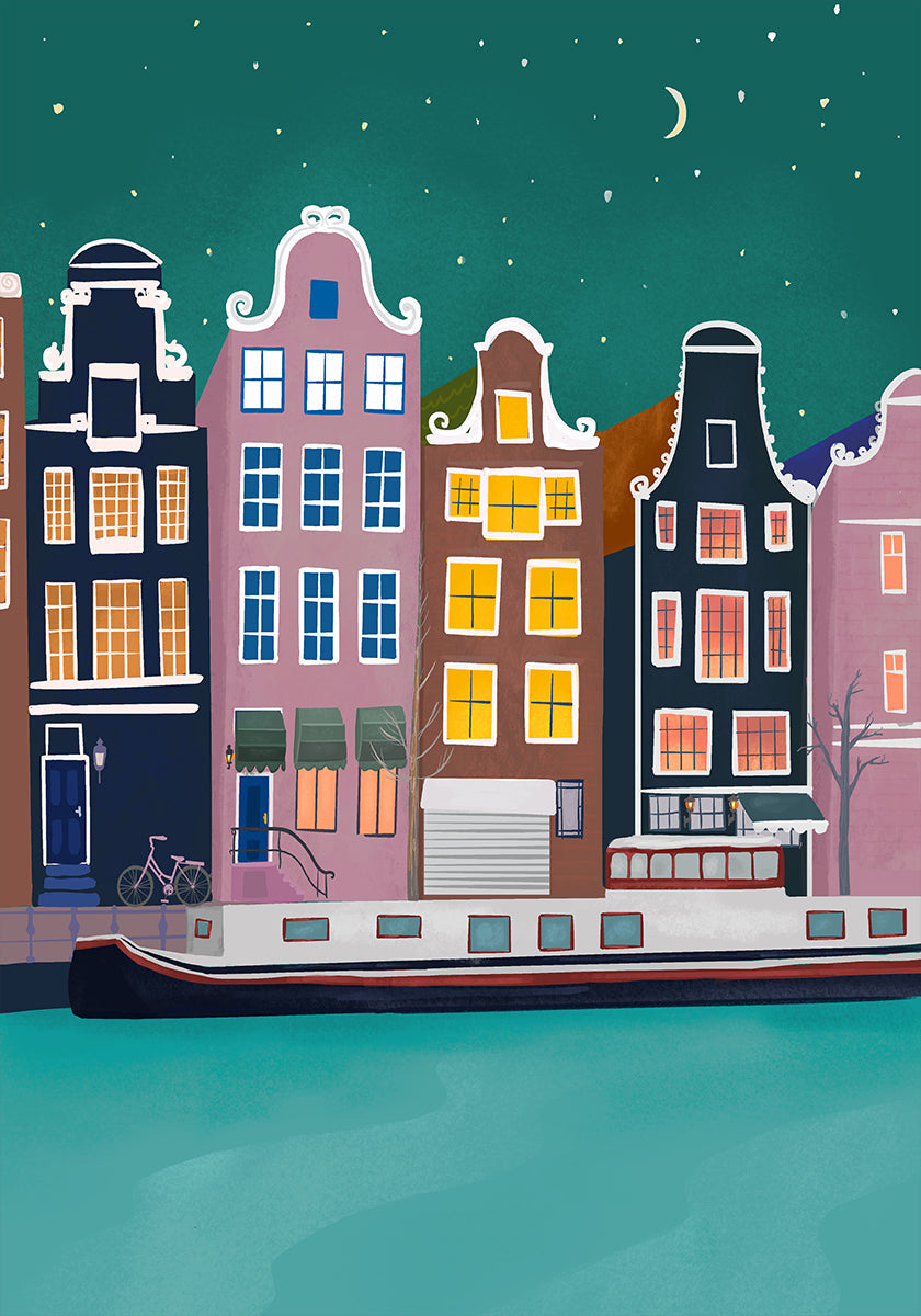 Amsterdam by night Plakat - Posterbox
