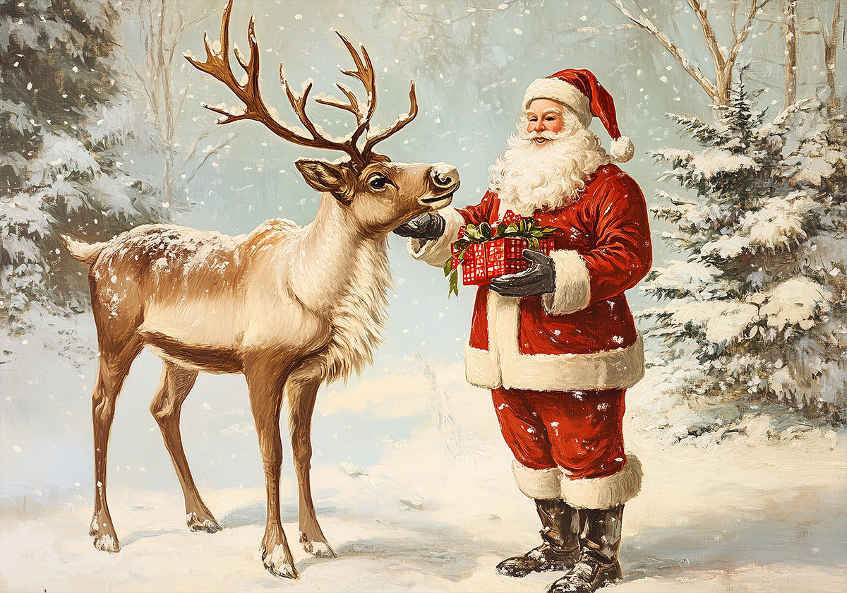 Pictufy Santa and Reindeer Plakat - Posterbox