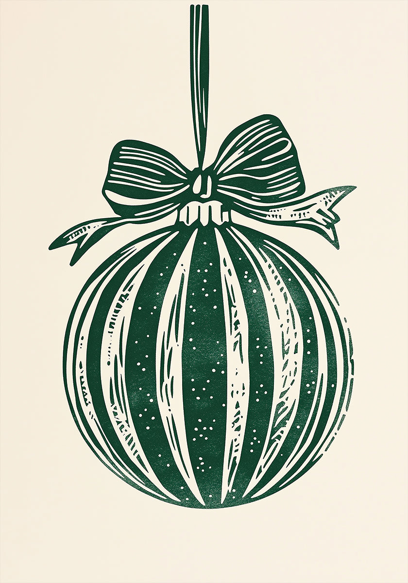 Christmas Ornament Green Illustration Plakat - Posterbox