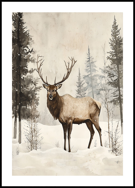 Elk Winter Nostalgia Plakat - Posterbox