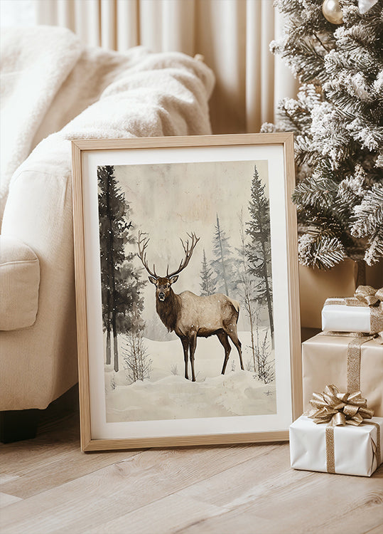Elk Winter Nostalgia Plakat - Posterbox