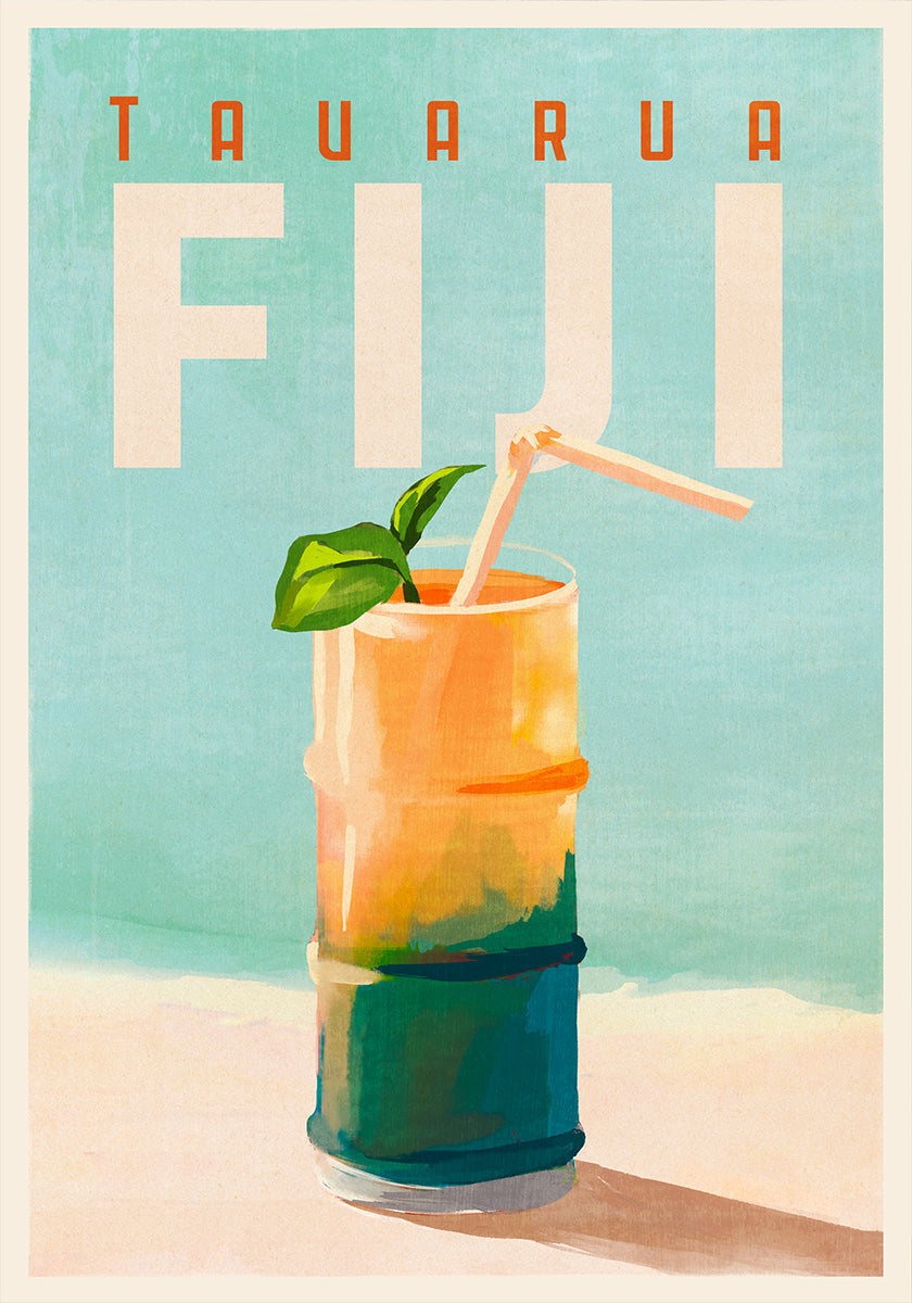 Tavarua Fidji Cocktail Voyage Art Poster