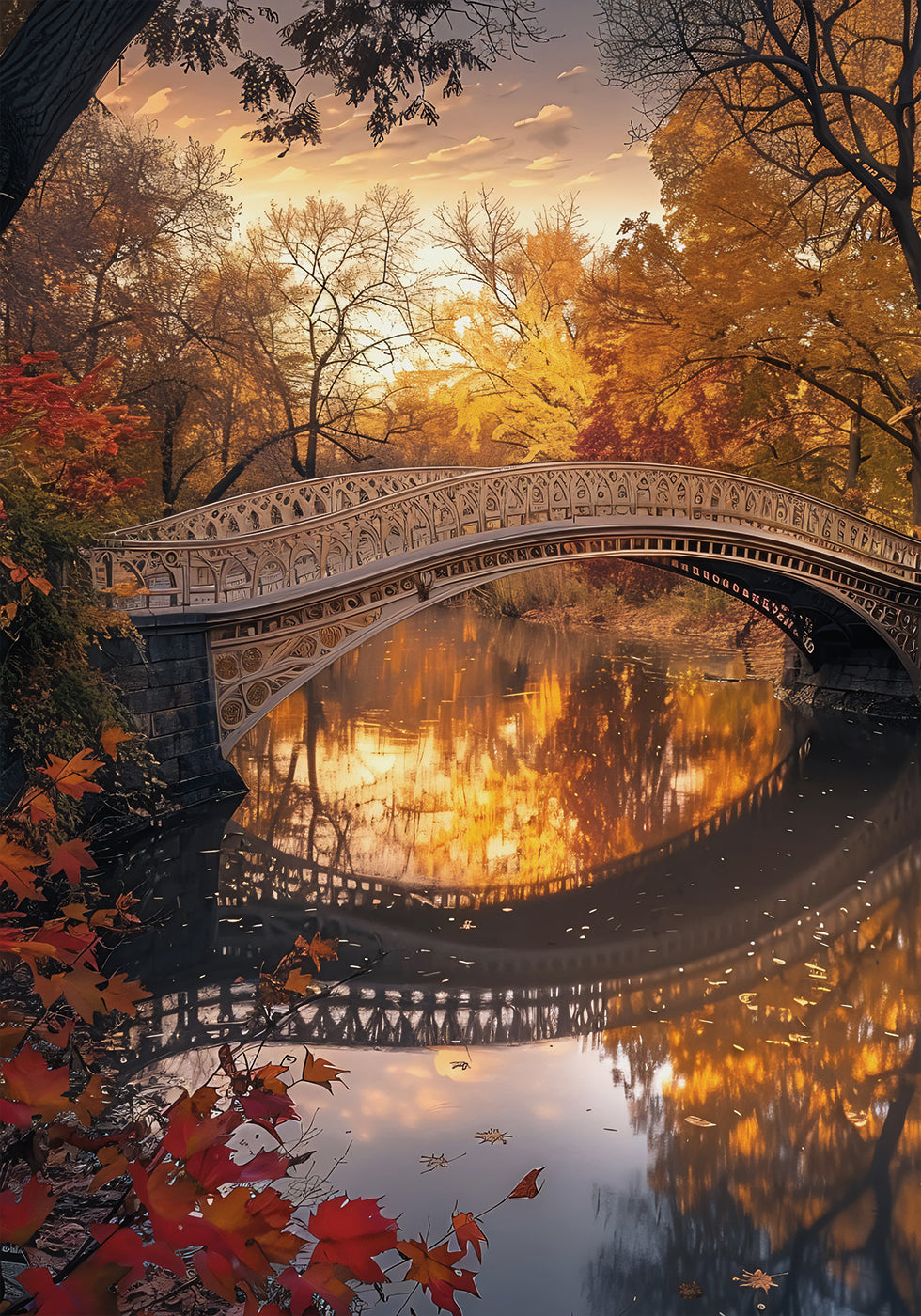 Autumn Park Bridge Plakat - Posterbox.dk