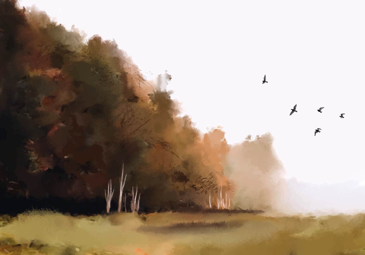 Autumn Watercolor Landscape Plakat - Posterbox.dk