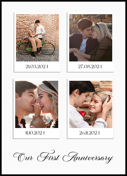Couple Moments Photo Collage, 4 Polaroid Style Prints Plakat - Posterbox.dk