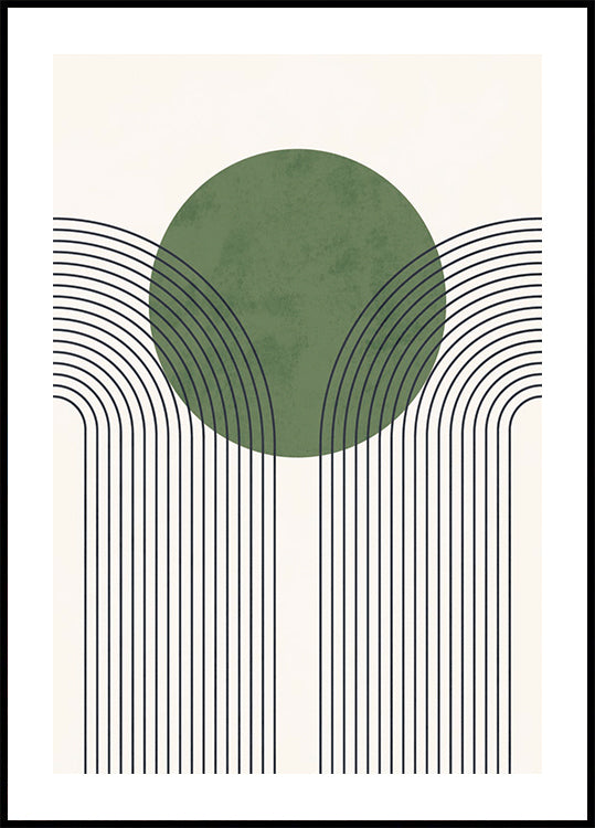 Green Orbit, Minimalist Line and Circle Abstract Plakat - Posterbox.dk