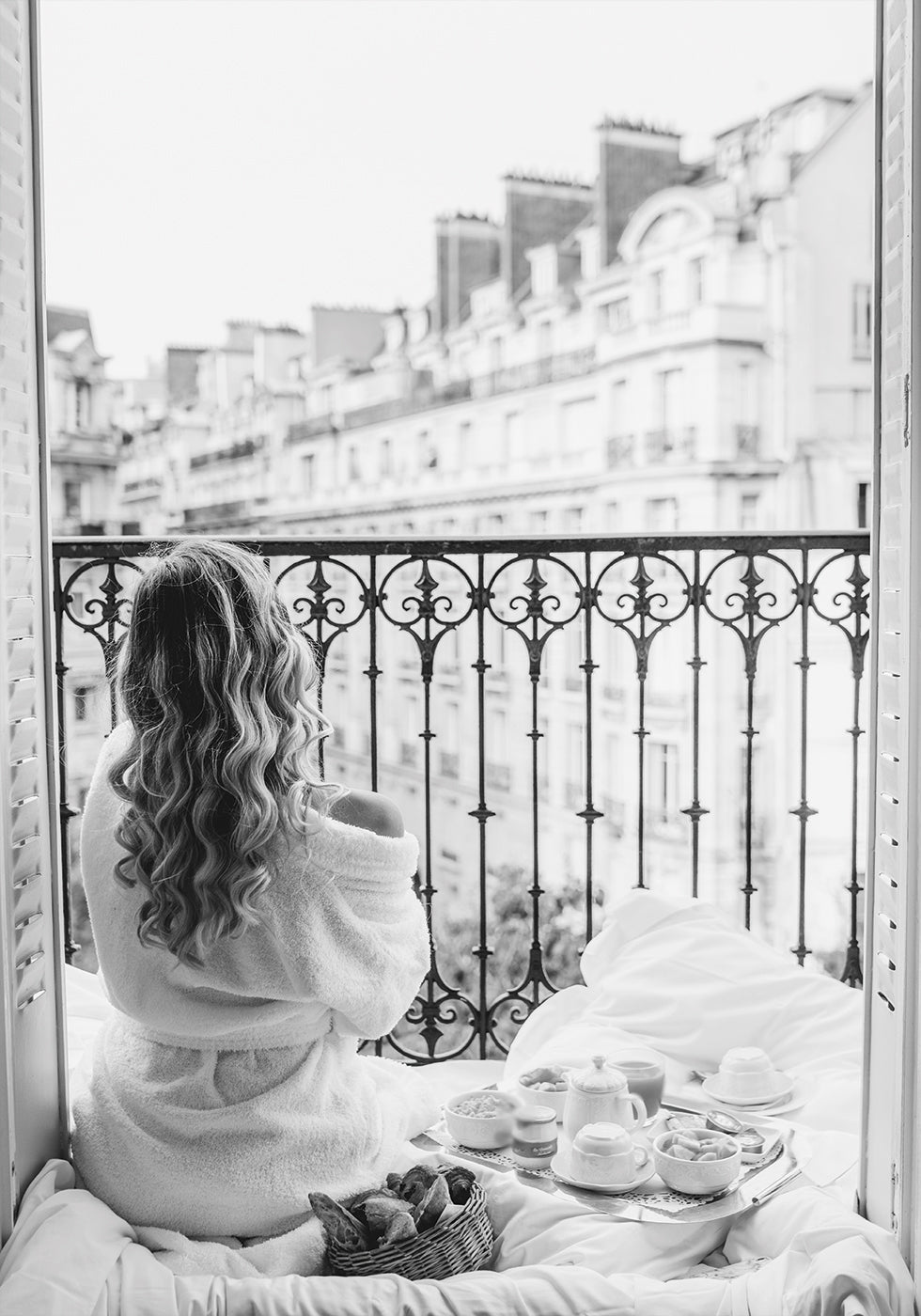 Paris Breakfast B&W Plakat - Posterbox.dk
