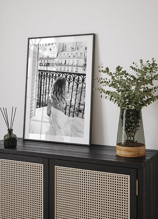 Paris Morning Balcony B&W Plakat - Posterbox.dk