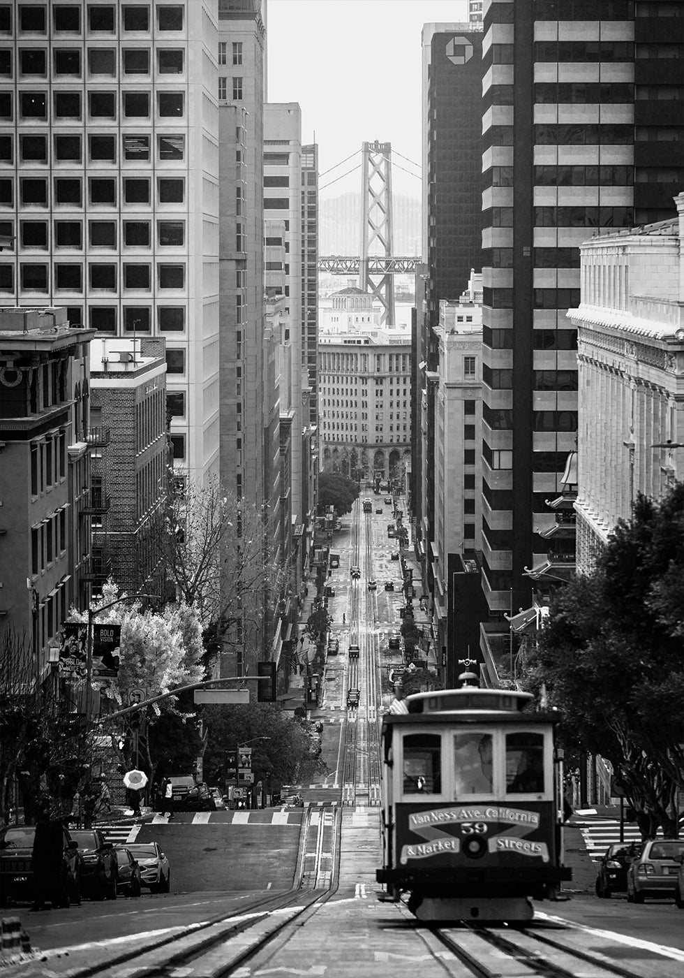 San Francisco Streetcar and Skyline Plakat - Posterbox.dk