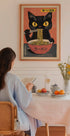 Vintage Black Cat Eating Ramen Plakat - Posterbox.dk