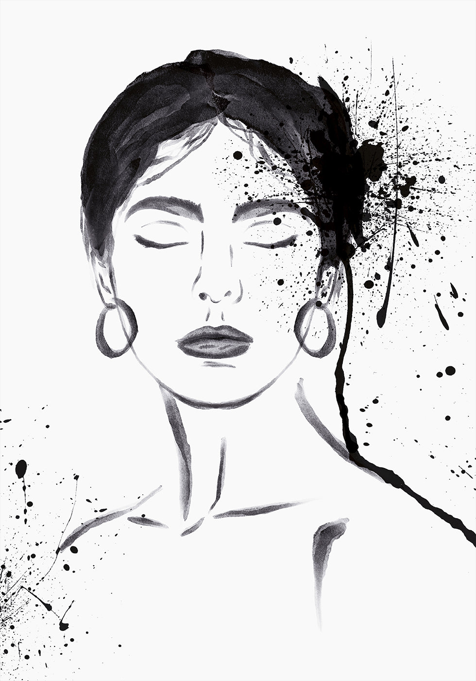 Woman Ink Portrait Plakat - Posterbox