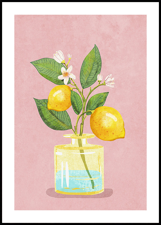 Lemon Bunch In Vase Plakat - Posterbox
