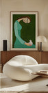 Lady sitting with white dove bird woman Plakat - Posterbox