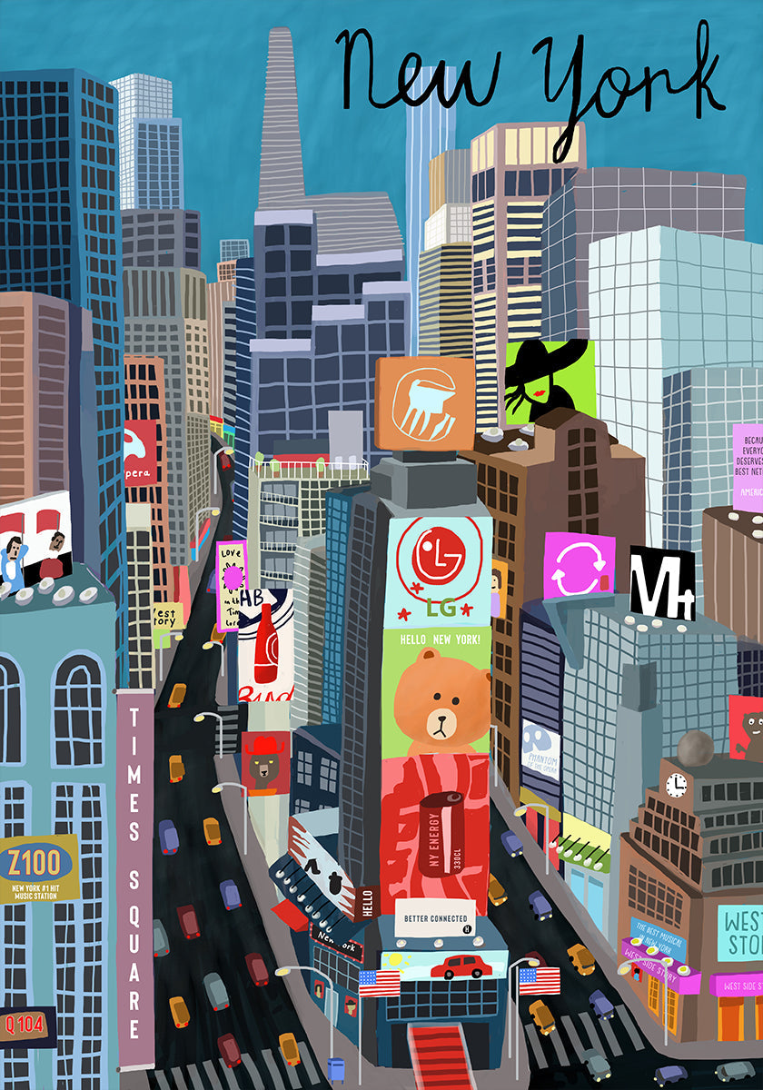 Times Square, New York Illustration par l'artiste Carla Daly