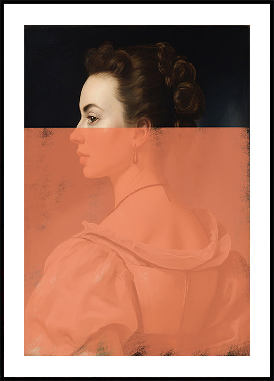 Altered Portrait of Woman Orange Modern Art - Posterbox