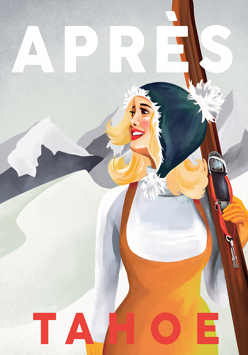 Apres Ski Lake Tahoe Vintage Pin Up Art Plakat - Posterbox
