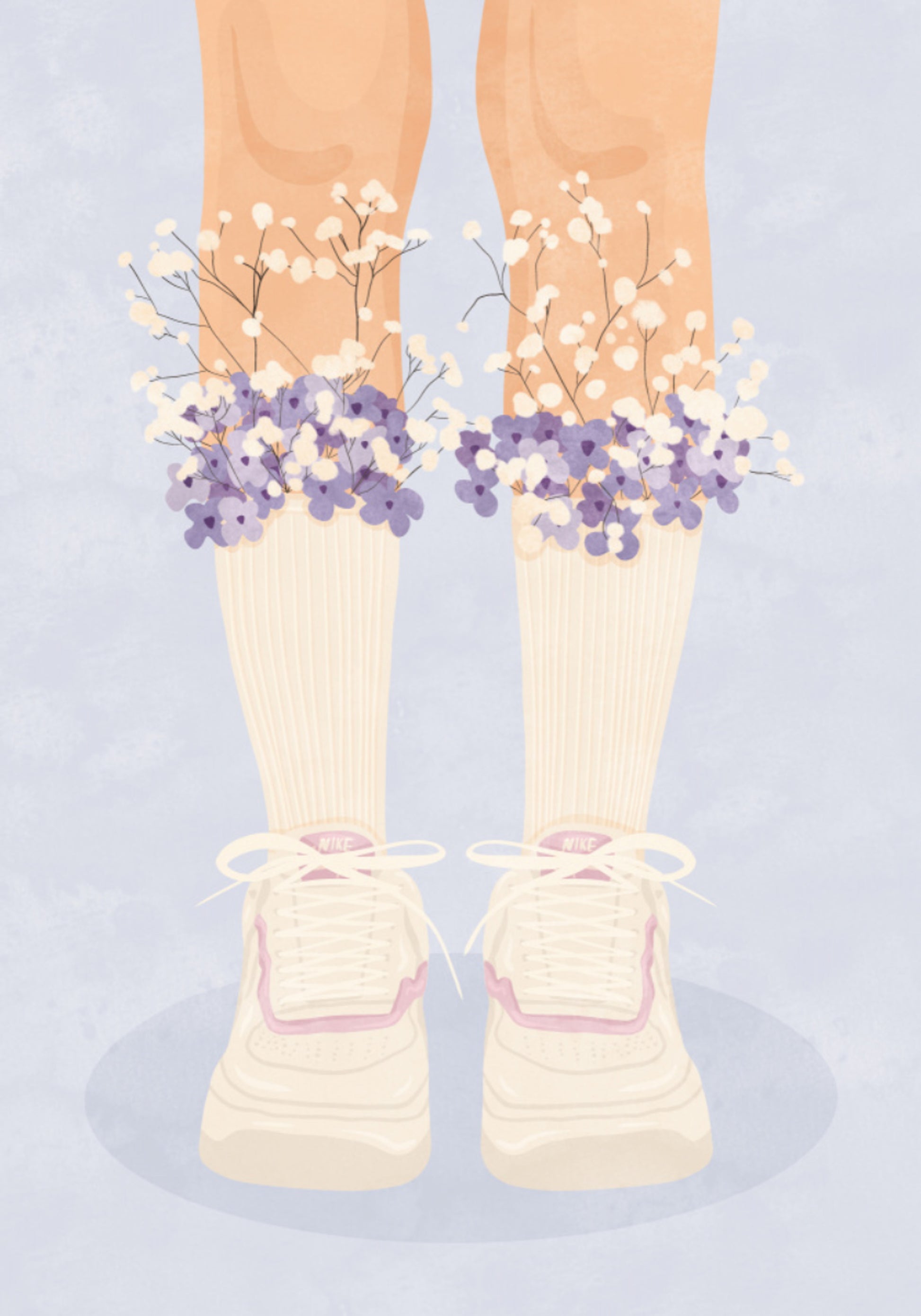 Chaussettes et baskets à fleurs