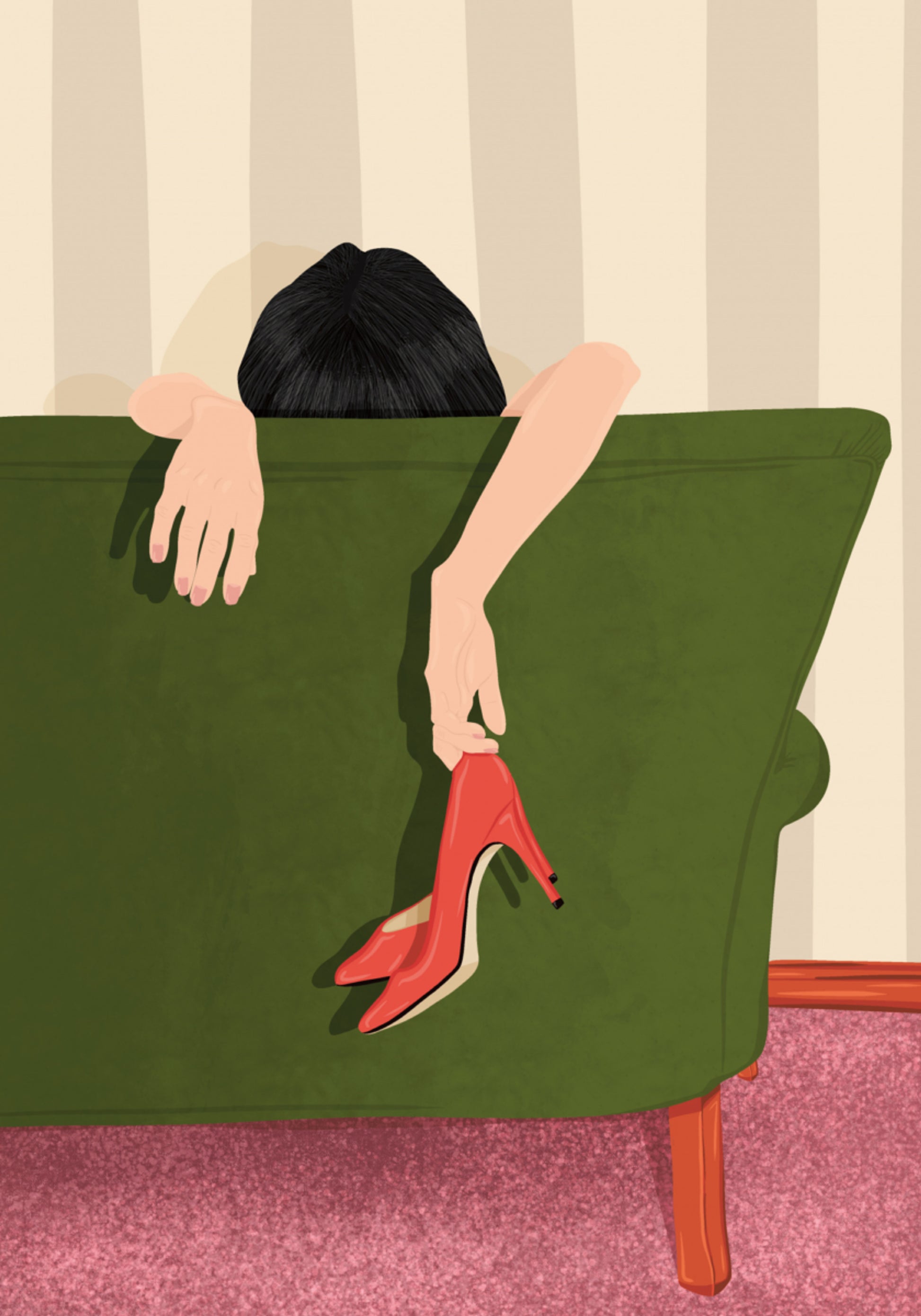 Femme Au Repos Talons Rouges