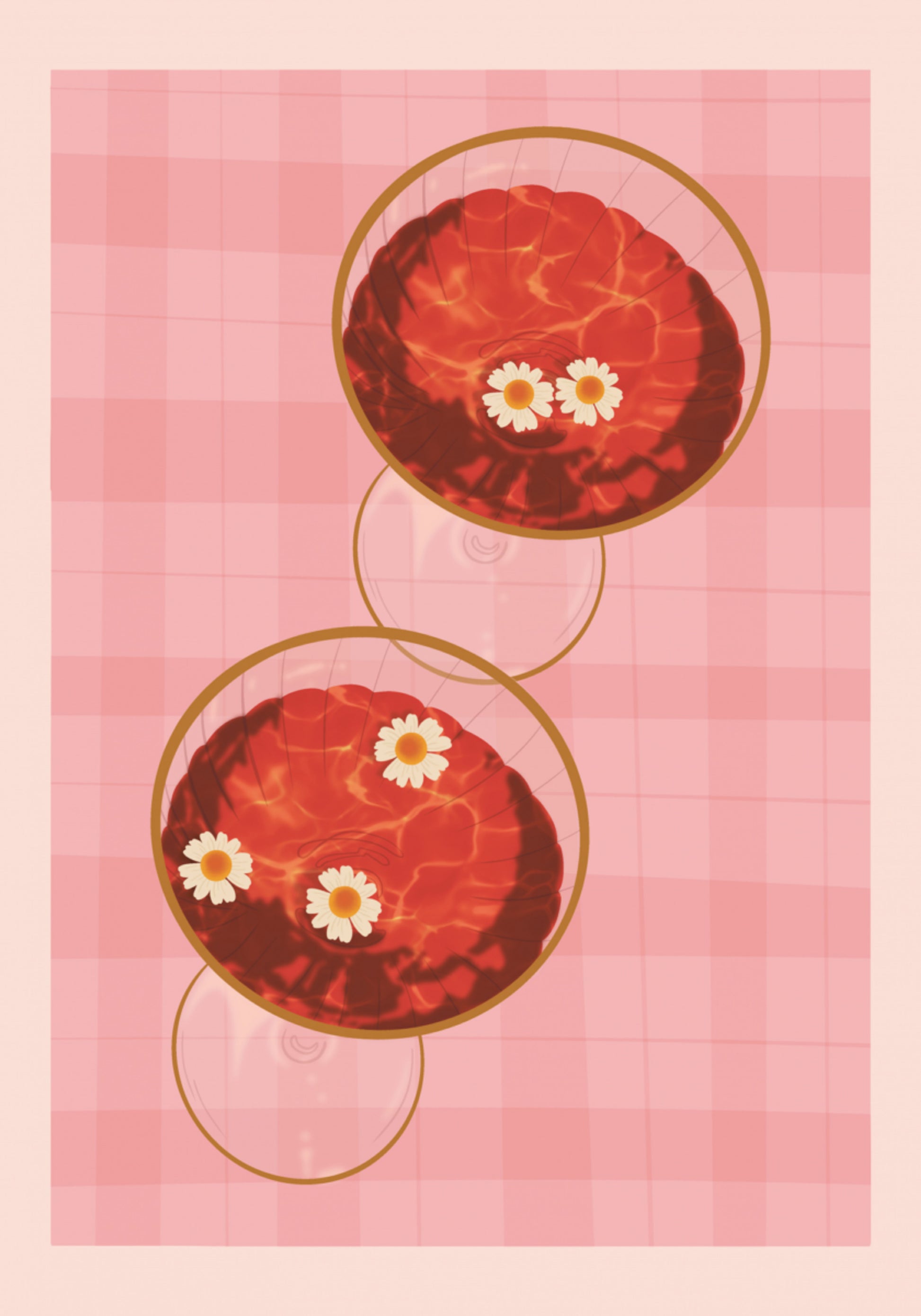 Boissons roses avec des marguerites