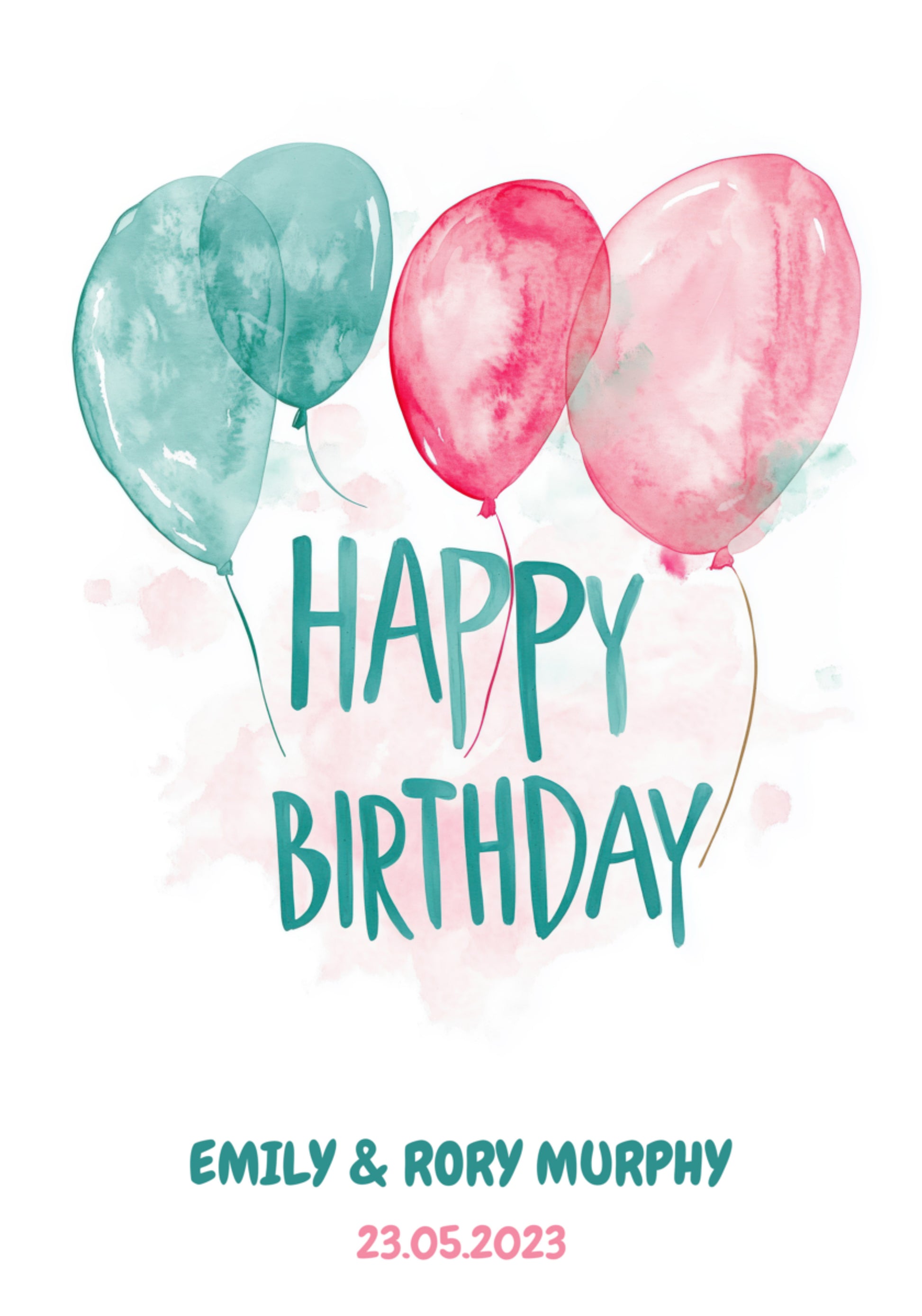 Ballons d'aquarelle d'anniversaire personnalisés Poster