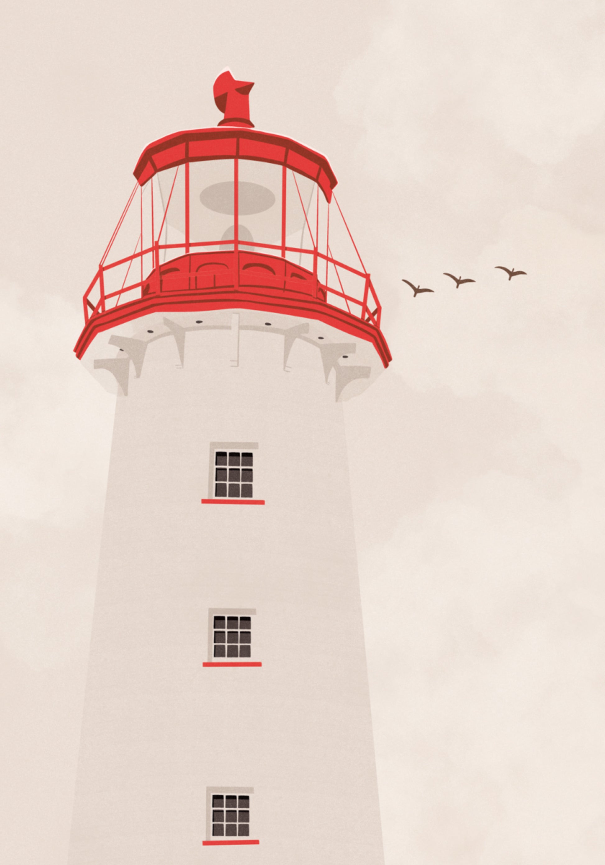 Phare rouge côtier