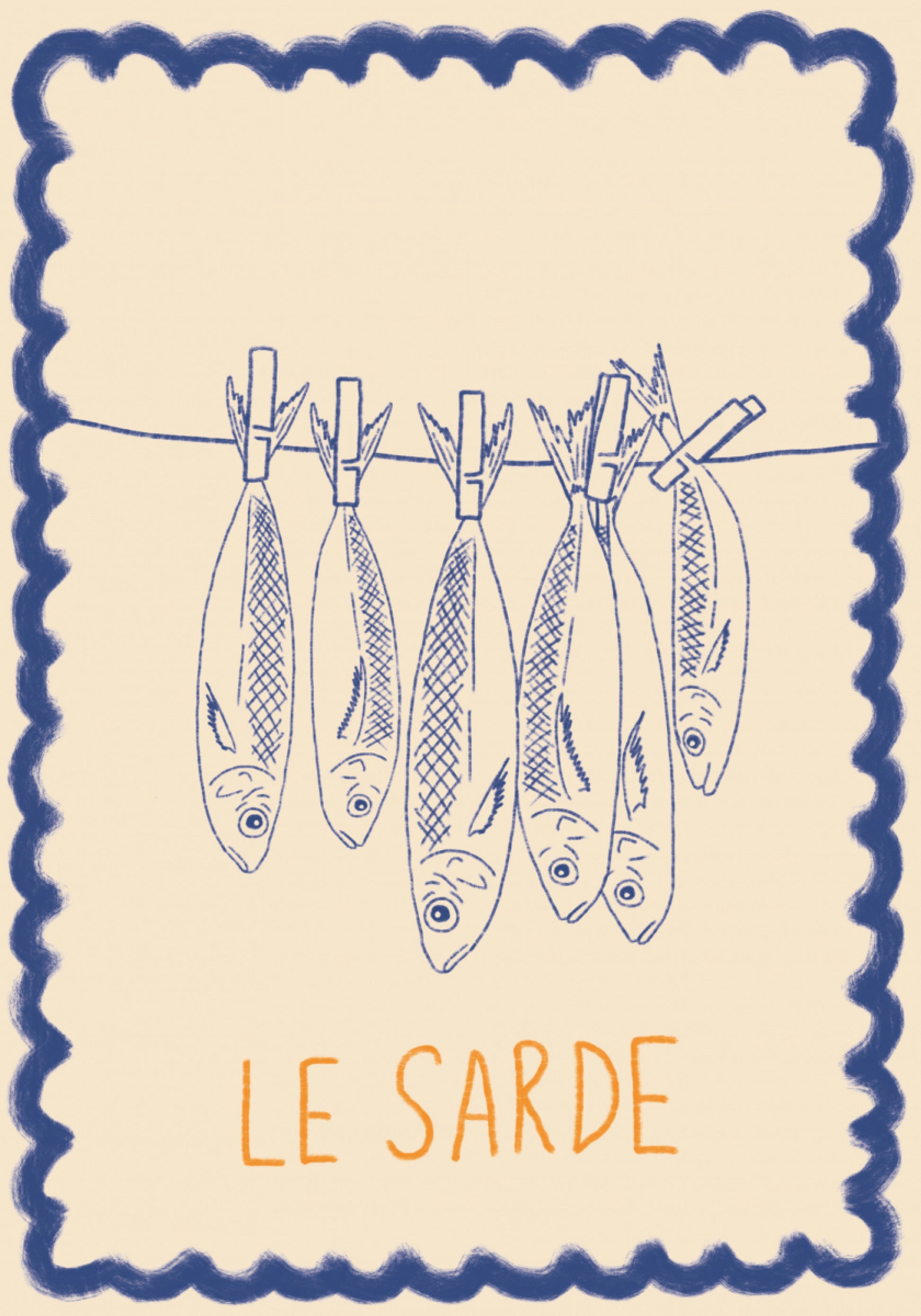 Illustration de sardines rustiques