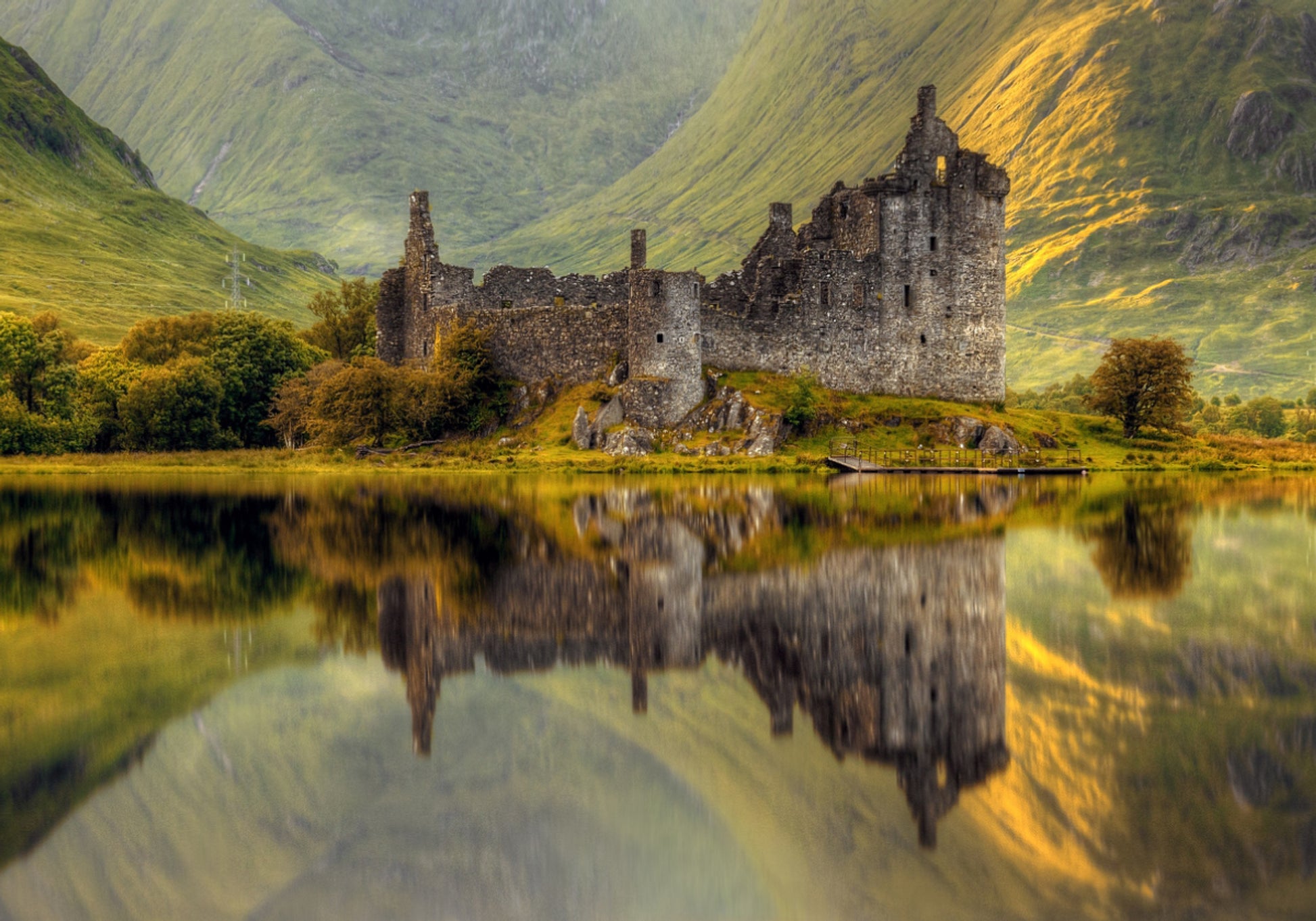Château écossais Lac Réflexion