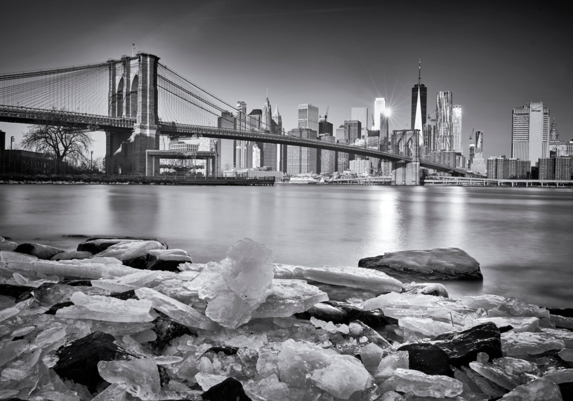 Vue d'hiver du pont de Brooklyn