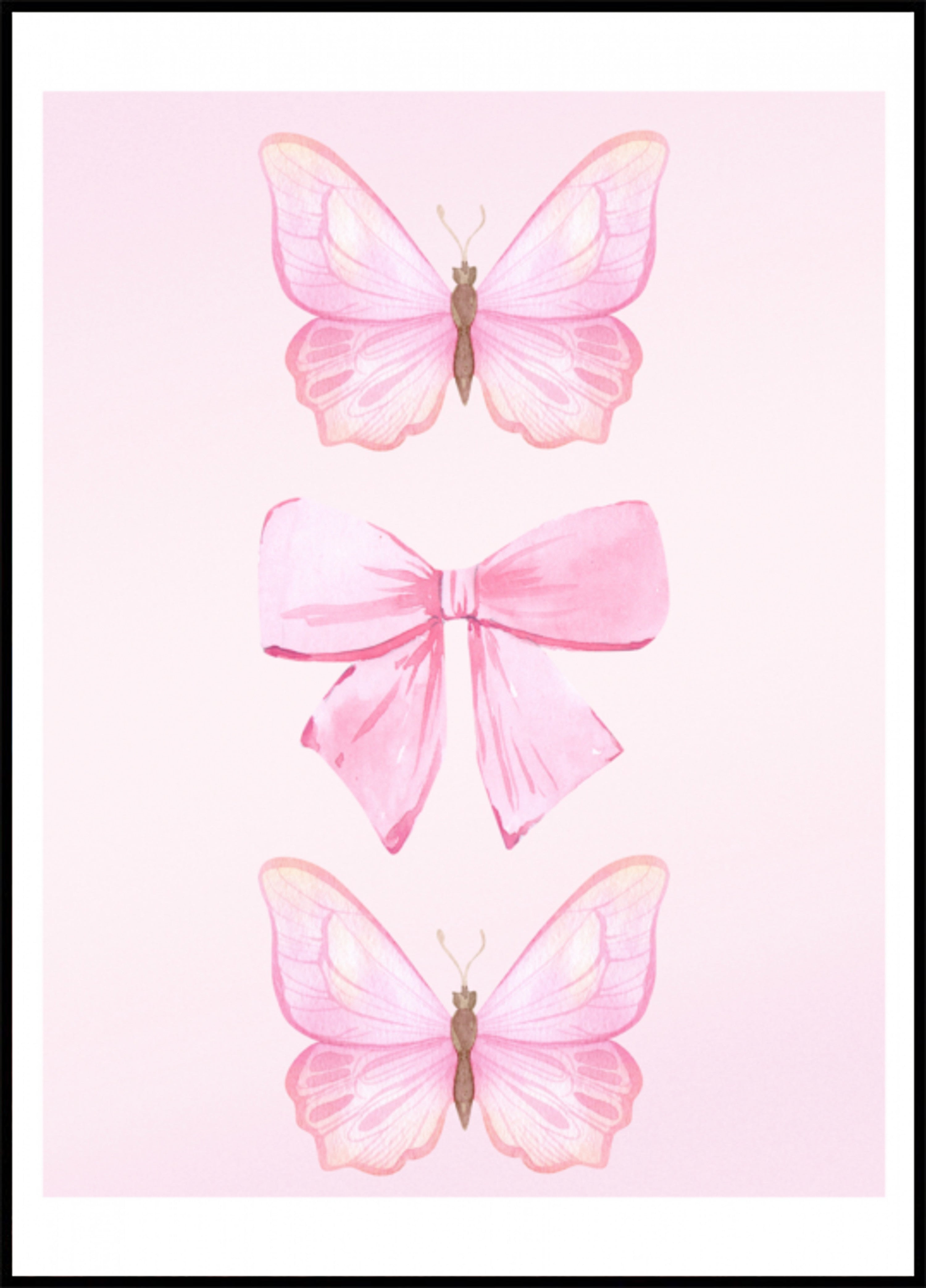 Papillons roses et arc
