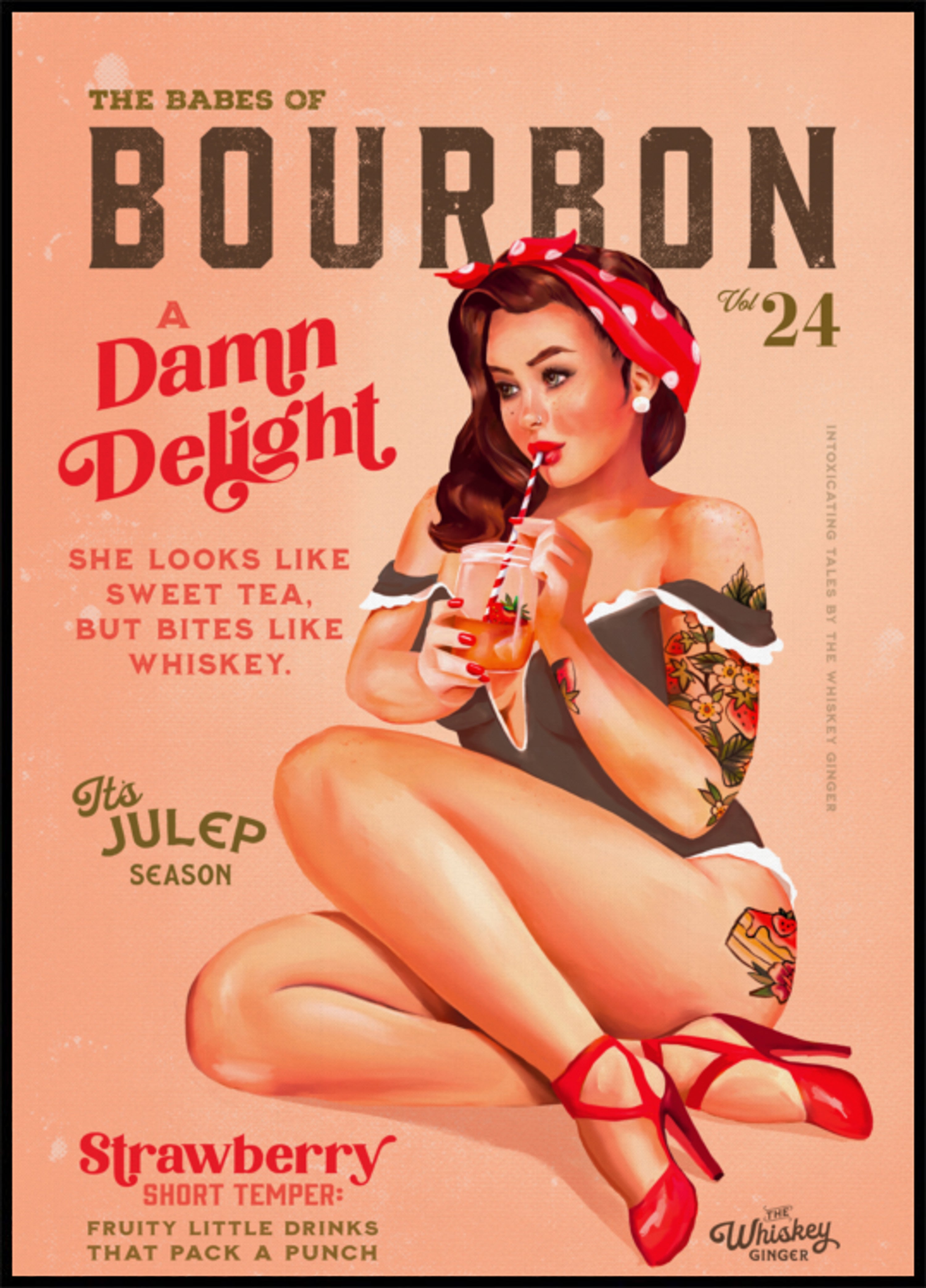 Bourbon Babes Vol 22 Vintage Pinup Girl buvant un cocktail