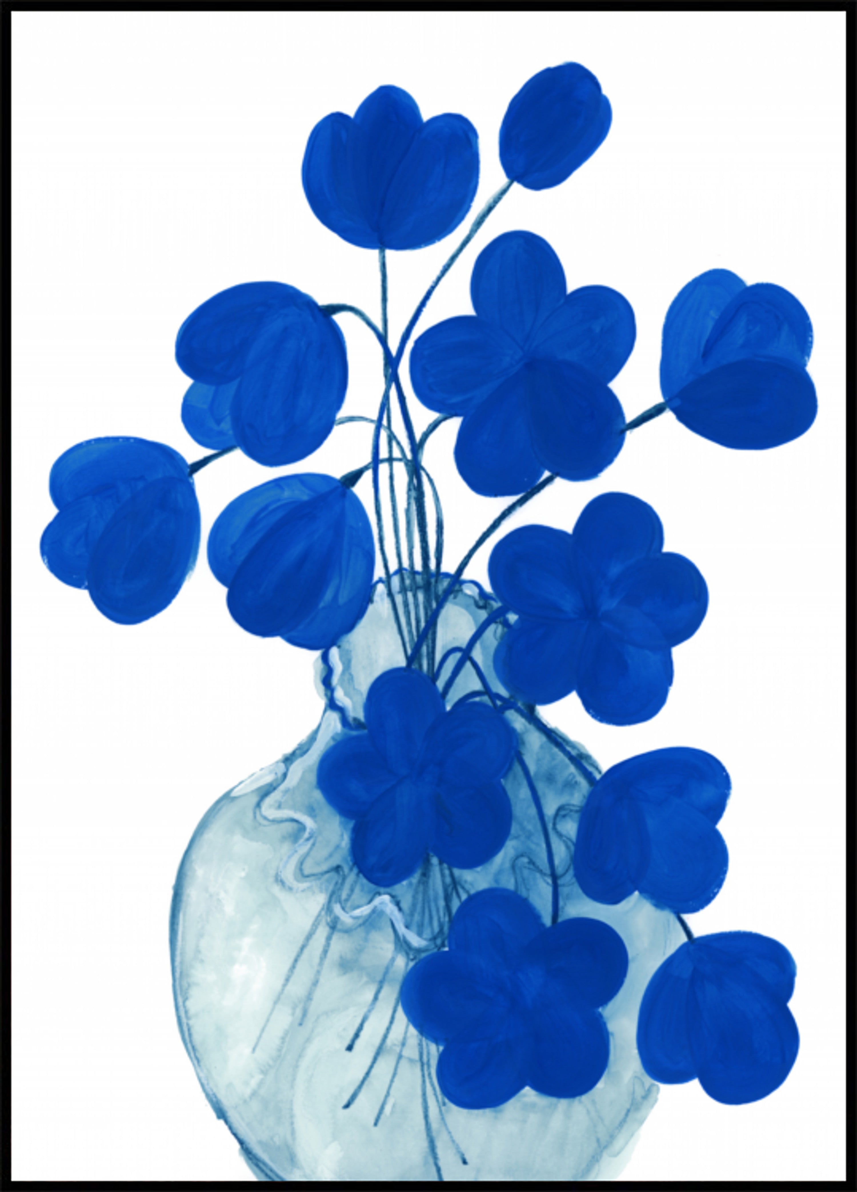 Vase floral bleu profond