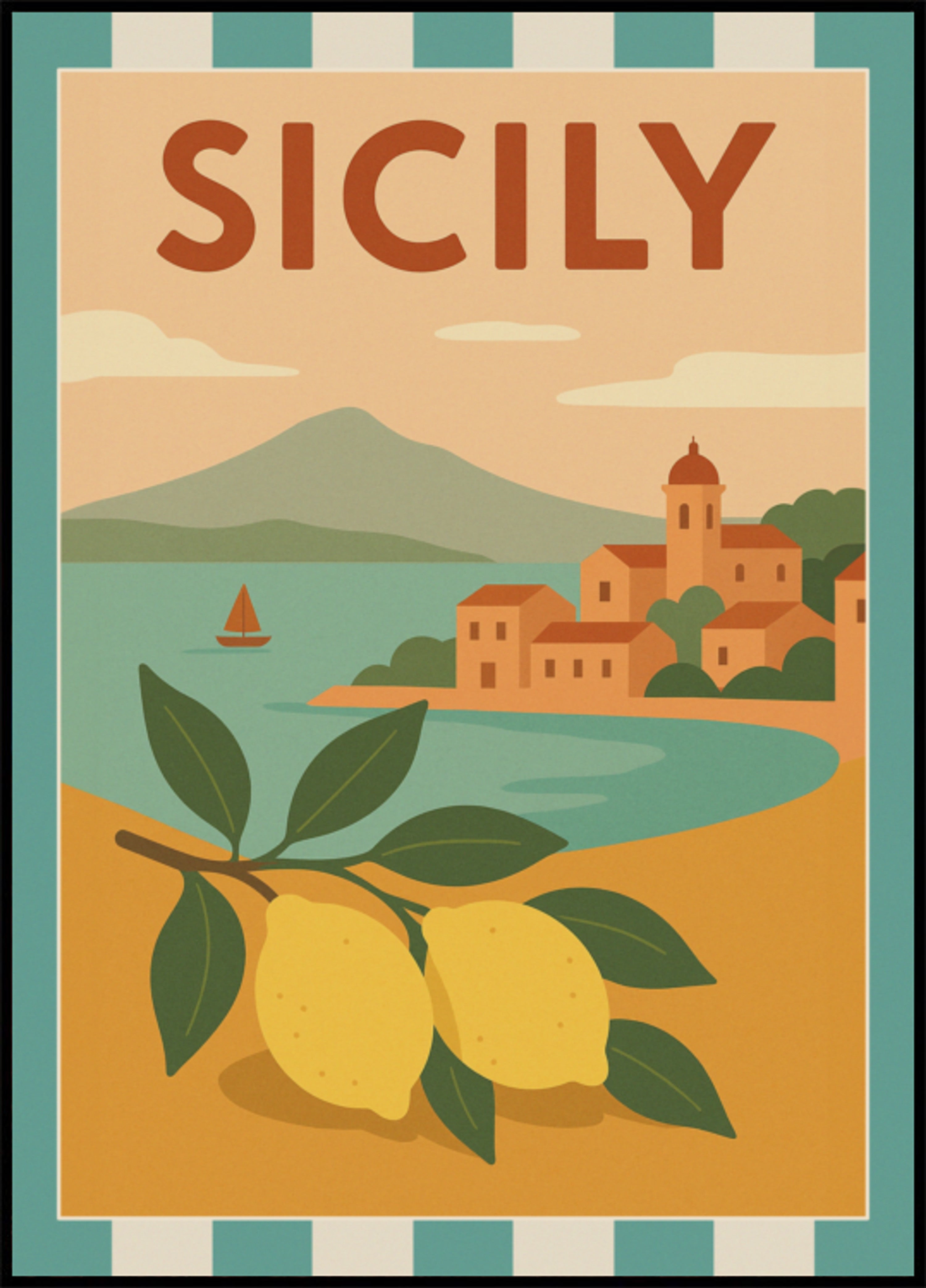Village côtier des citrons siciliens