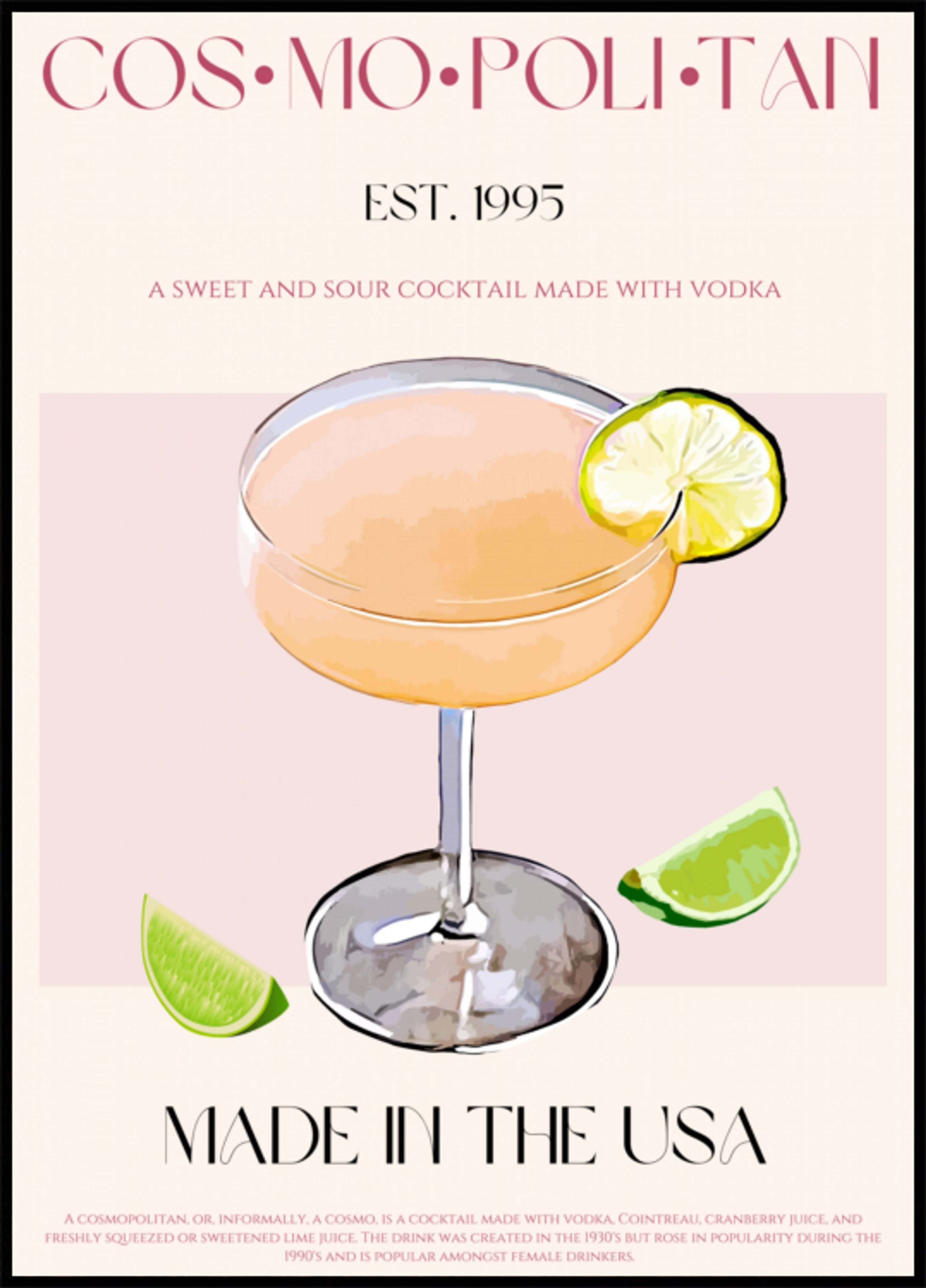 Cocktail cosmopolite au citron vert