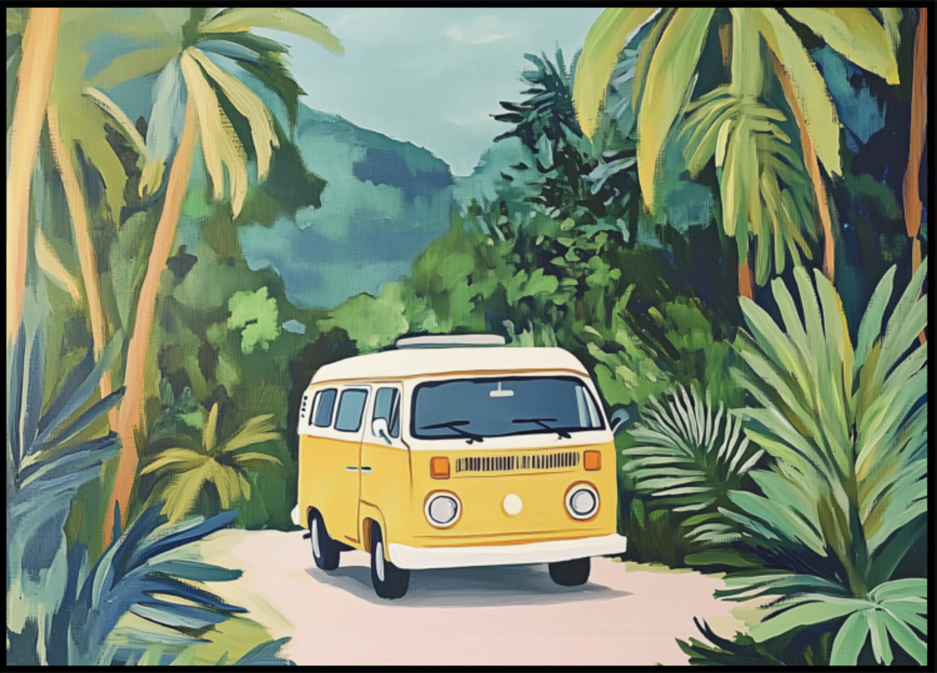 Aventure tropicale en van jaune